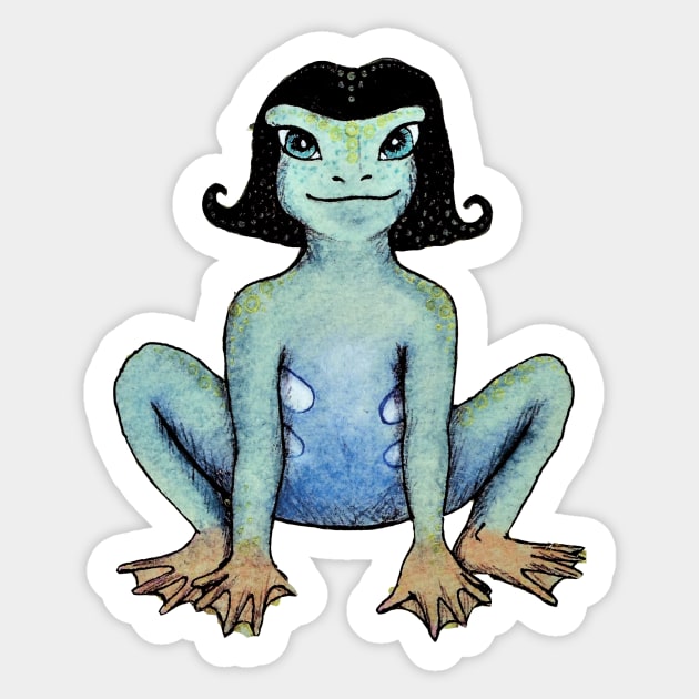 Yoga Card Frog Girl Sticker by FrejaFly